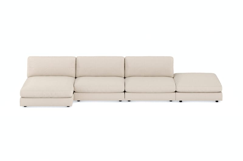 Arken 6-personers Vendbar U-formet Modulsofa med Chaiselong + Fodskammel i Manchester, Beige