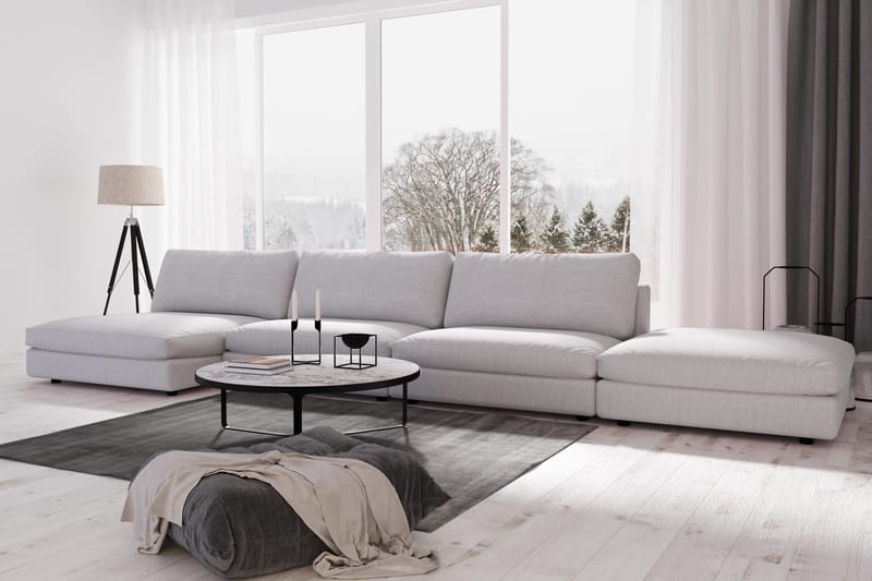 Arken 6-personers Vendbar U-formet Modulsofa med Chaiselong + Fodskammel i Stof - Grå - Møbler - Sofaer - Modulsofaer - Komplet modulsofa