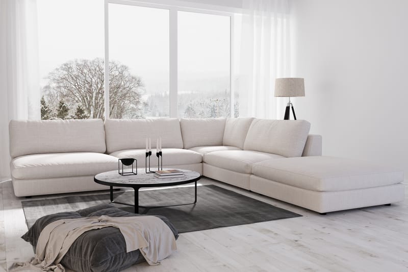 Arken 6-personers Vendbar L-formet Modulhjørnesofa med Chaiselong + Fodskammel i Stof - Lysegrå - Møbler - Sofaer - Modulsofaer - Komplet modulsofa