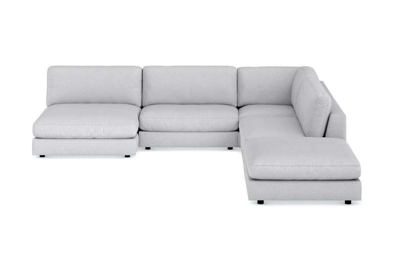 Arken 6-personers Vendbar L-formet Modulhjørnesofa med Chaiselong + Fodskammel i Stof, Lysegrå
