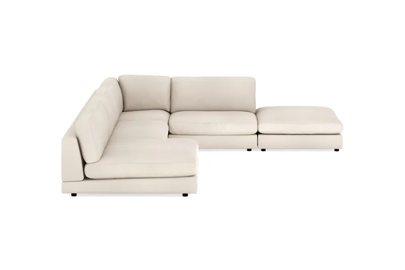 Arken 6-personers Vendbar L-formet Modulhjørnesofa med Chaiselong + Fodskammel i Stof - Beige - Møbler - Sofaer - Modulsofaer - Komplet modulsofa