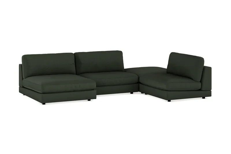 Arken 6-personers U-formet Modulsofa + Fodskammel i Manchester - Mørkegrøn - Møbler - Sofaer - Modulsofaer - Komplet modulsofa