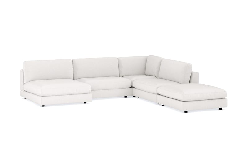 Arken 6-personers Vendbar L-formet Modulhjørnesofa med Chaiselong + Fodskammel i Bouclé - Hvid - Møbler - Sofaer - Modulsofaer - Komplet modulsofa