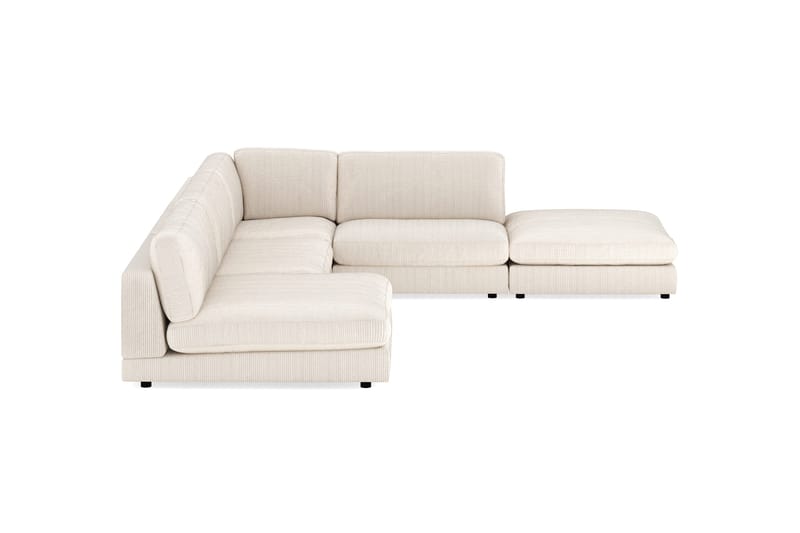 Arken 6-personers Vendbar L-formet Modulhjørnesofa med Chaiselong + Fodskammel i Manchester - Beige - Møbler - Sofaer - Modulsofaer - Komplet modulsofa