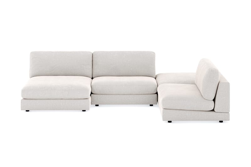 Arken 6-personers U-formet Modulsofa + Fodskammel i Fløjl, Cremehvid