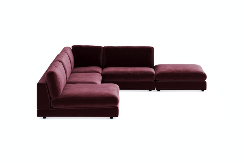 Arken 6-personers Vendbar L-formet Modulhjørnesofa med Chaiselong + Fodskammel i Fløjl - Lilla - Møbler - Sofaer - Modulsofaer - Komplet modulsofa