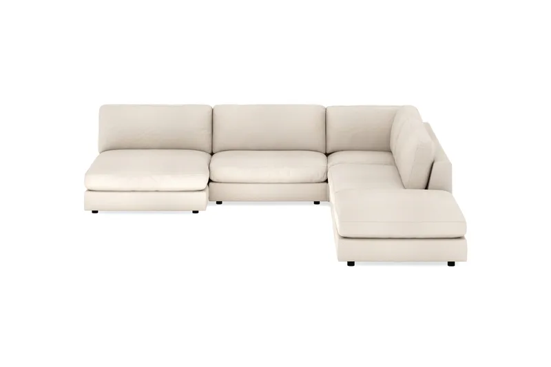 Arken 6-personers Vendbar L-formet Modulhjørnesofa med Chaiselong + Fodskammel i Stof - Beige - Møbler - Sofaer - Modulsofaer - Komplet modulsofa