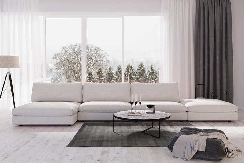 Arken 6-personers Vendbar U-formet Modulsofa med Chaiselong + Fodskammel i Stof - Lysegrå - Møbler - Sofaer - Modulsofaer - Komplet modulsofa