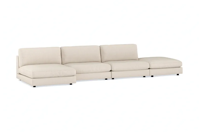 Arken 6-personers Vendbar U-formet Modulsofa med Chaiselong + Fodskammel i Manchester - Beige - Møbler - Sofaer - Modulsofaer - Komplet modulsofa