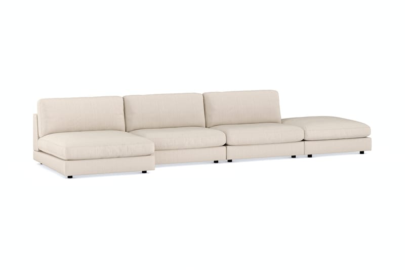 Arken 6-personers Vendbar U-formet Modulsofa med Chaiselong + Fodskammel i Manchester - Beige - Møbler - Sofaer - Modulsofaer - Komplet modulsofa
