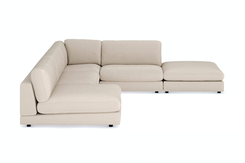 Arken 6-personers Vendbar L-formet Modulhjørnesofa med Chaiselong + Fodskammel i Manchester - Beige - Møbler - Sofaer - Modulsofaer - Komplet modulsofa