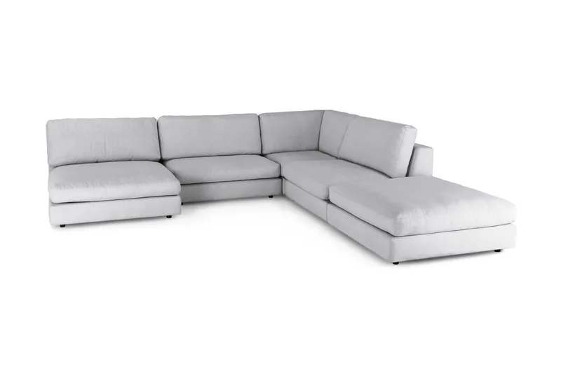 Arken 6-personers Vendbar L-formet Modulhjørnesofa med Chaiselong + Fodskammel i Stof - Grå - Møbler - Sofaer - Modulsofaer - Komplet modulsofa