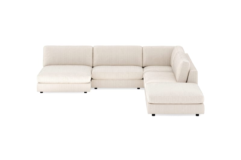 Arken 6-personers Vendbar L-formet Modulhjørnesofa med Chaiselong + Fodskammel i Manchester - Beige - Møbler - Sofaer - Modulsofaer - Komplet modulsofa