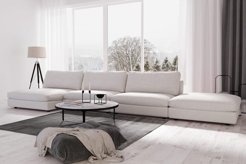 Arken 6-personers Vendbar U-formet Modulsofa med Chaiselong + Fodskammel i Stof - Lysegrå - Møbler - Sofaer - Modulsofaer - Komplet modulsofa