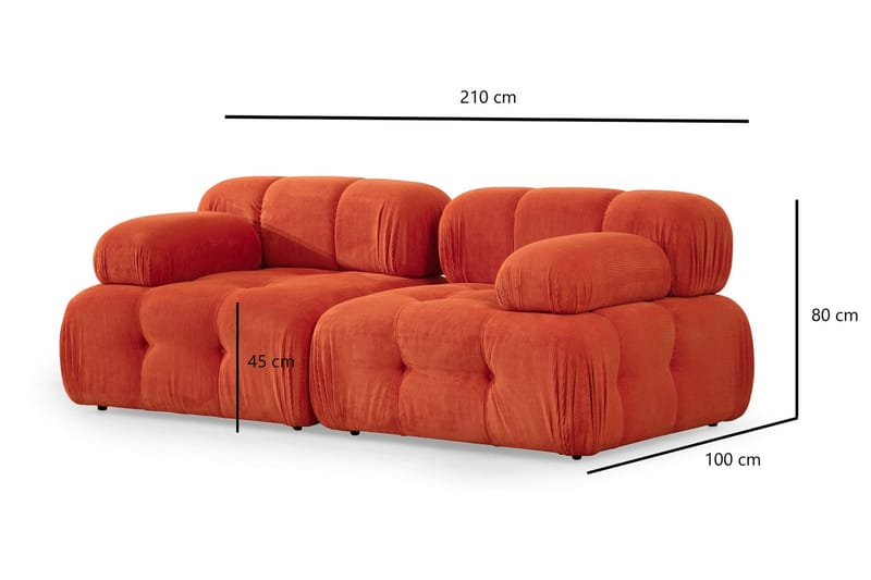 Belgin Modulsofa 2-personers - Rød Manchester - Møbler - Sofaer - Modulsofaer - Komplet modulsofa