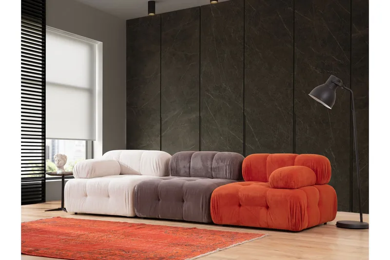 Belgin Modulsofa 3-personers, Rød/Hvid