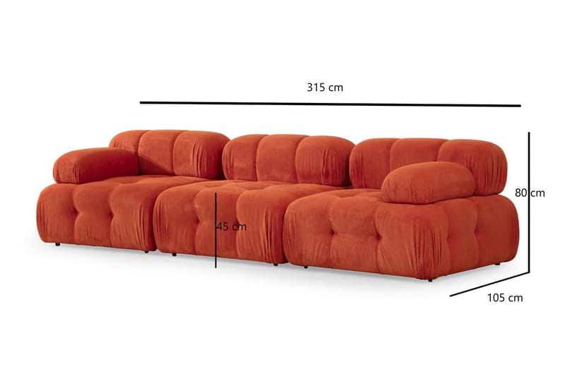 Belgin Modulsofa 3-personers - Rød - Møbler - Sofaer - Modulsofaer - Komplet modulsofa
