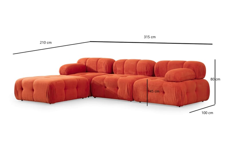 Belgin Modulsofa 3-personers - Rød - Møbler - Sofaer - Modulsofaer - Komplet modulsofa