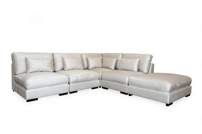 Dubai Chaiselongsofa Venstre Velour - Hvid - Møbler - Sofaer - Modulsofaer - Komplet modulsofa