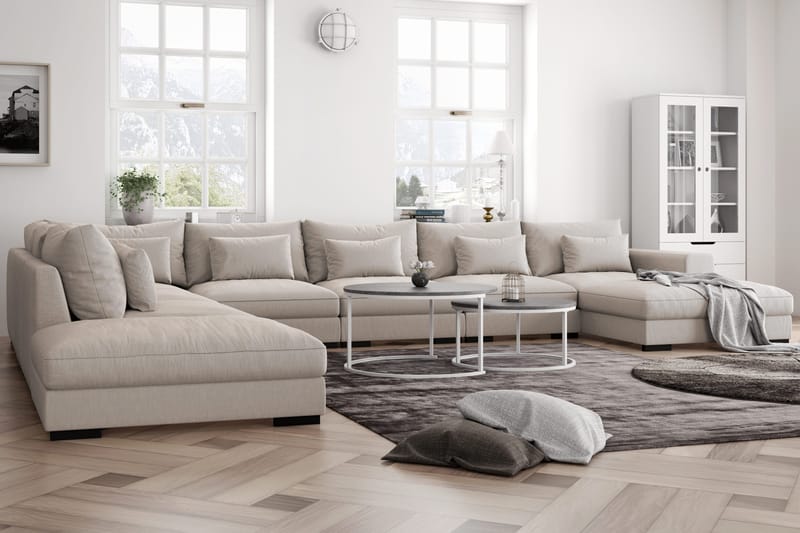 Dubai stor U-modulsofa, byggesystem med divan højre ekstra dyb - Lys / Beige - Møbler - Sofaer - Modulsofaer - Komplet modulsofa