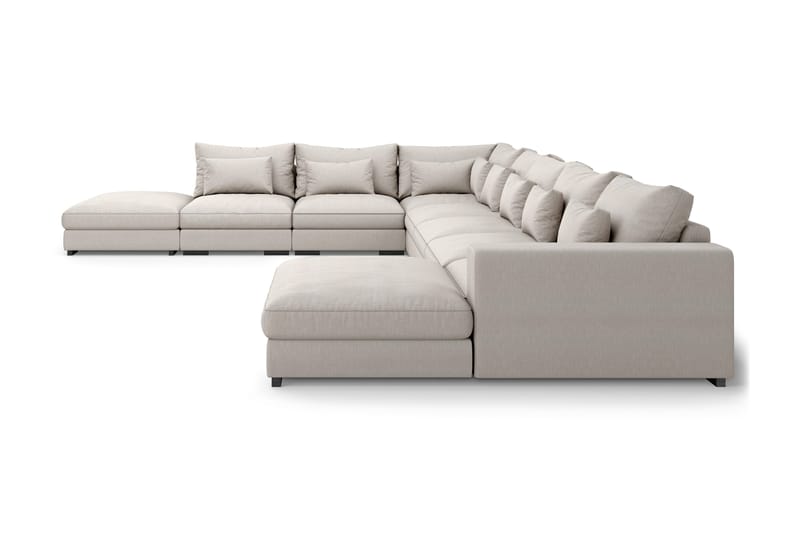 Dubai stor U-modulsofa, byggesystem med divan højre ekstra dyb - Lys / Beige - Møbler - Sofaer - Modulsofaer - Komplet modulsofa