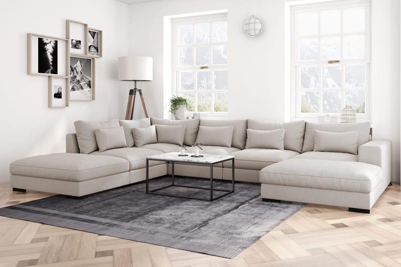 Dubai stor U-modulsofa med divan højre 432 cm ekstra dyb - Beige - Møbler - Sofaer - Modulsofaer - Komplet modulsofa