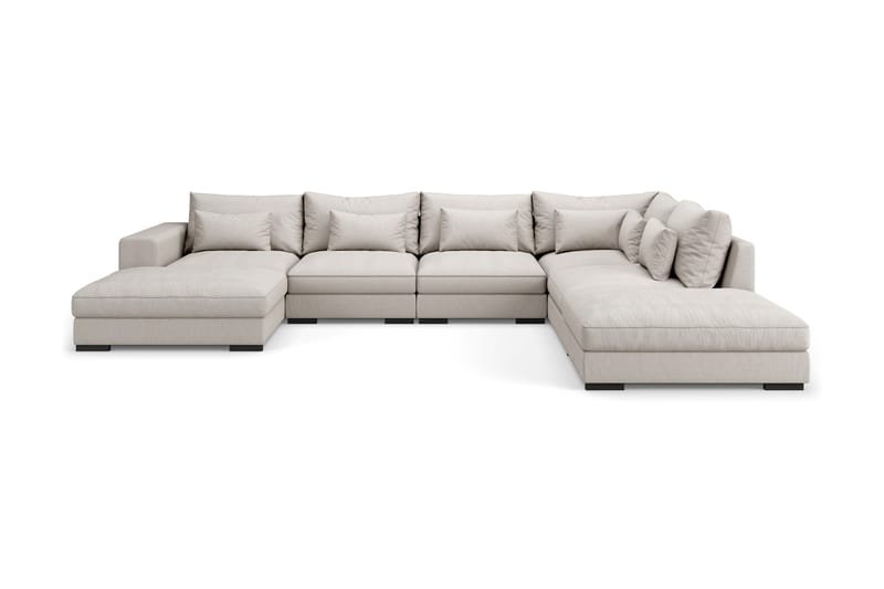 Dubai Stor U-modulsofa med Divan Venstre 432 cm ekstra dyb - Beige - Møbler - Sofaer - Modulsofaer - Komplet modulsofa