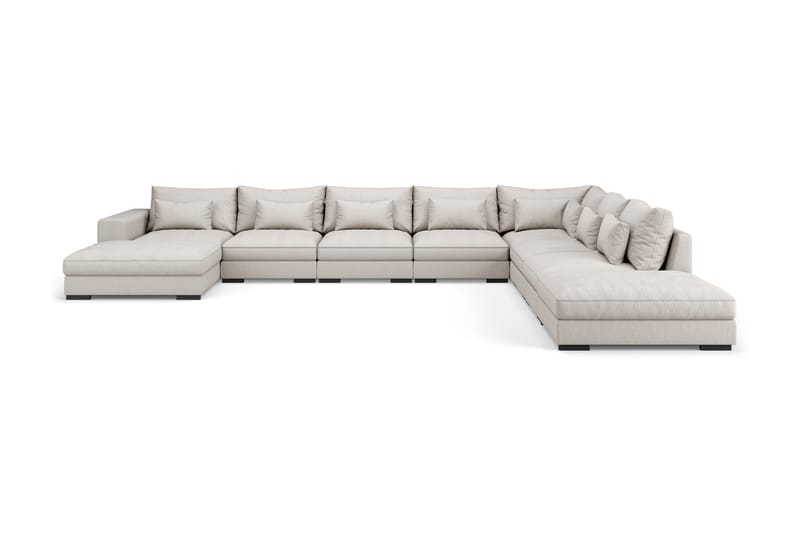 Dubai U-modulsofa Large med Chaiselong Venstre - Beige - Komplet modulsofa