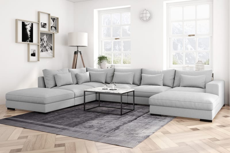 Dubai U-modulsofa med Chaiselong Højre - Lysegrå - Møbler - Sofaer - Modulsofaer - Komplet modulsofa
