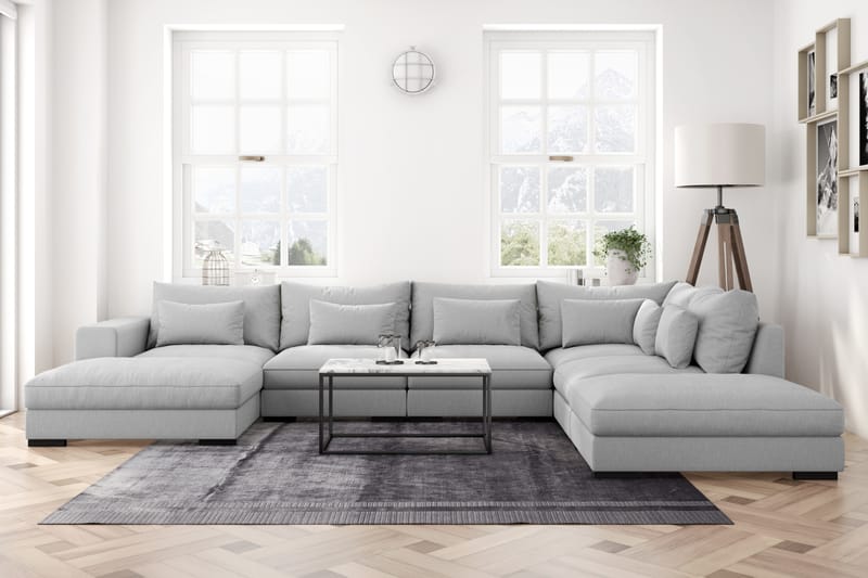 Dubai U-modulsofa med Chaiselong Venstre - Lysegrå - Møbler - Sofaer - Modulsofaer - Komplet modulsofa