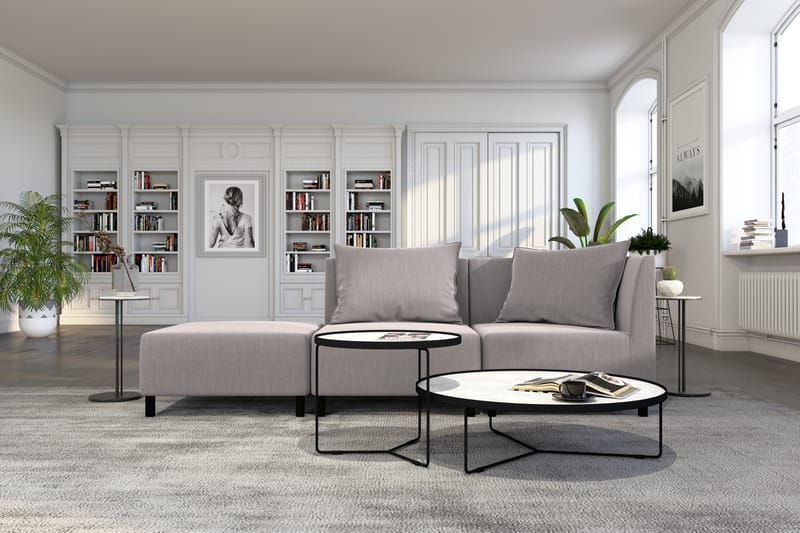 Noelia Modulsofa 2,5-pers med Puf - Hørgrå - Møbler - Sofaer - Modulsofaer - Komplet modulsofa