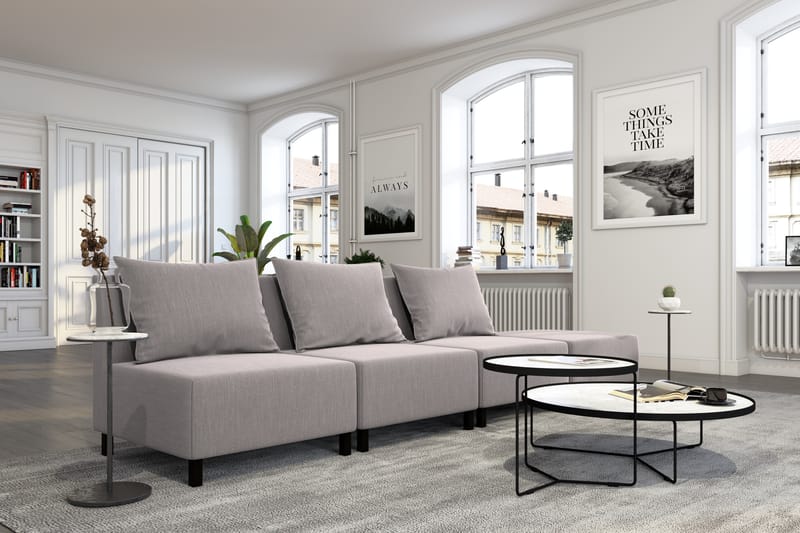 Noelia Modulsofa 3,5-pers med Puf - Hørgrå - Møbler - Sofaer - Modulsofaer - Komplet modulsofa