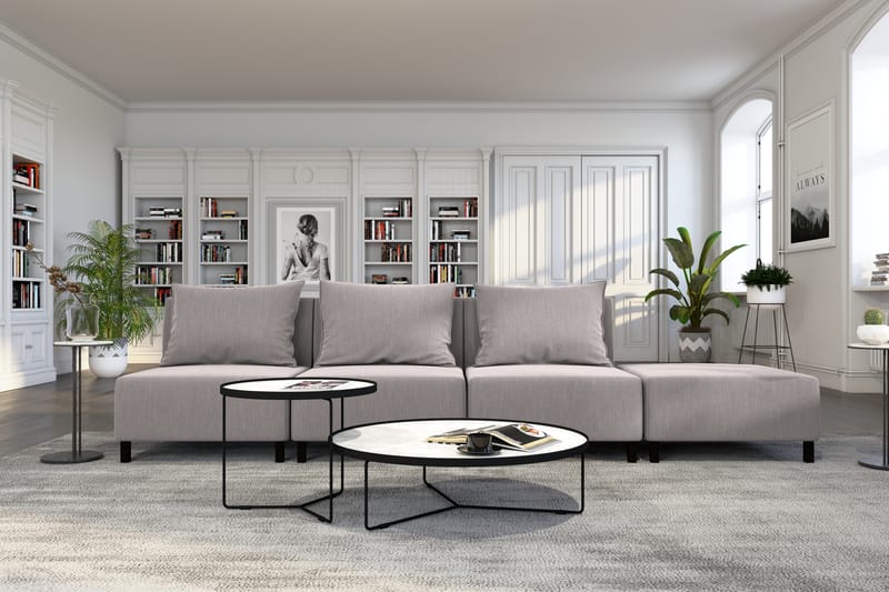 Noelia Modulsofa 3,5-pers med Puf - Hørgrå - Møbler - Sofaer - Modulsofaer - Komplet modulsofa