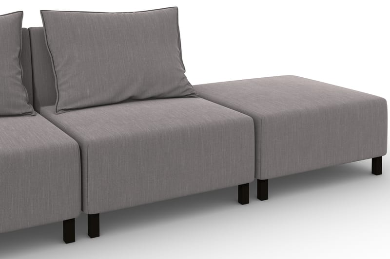 Noelia Modulsofa 3,5-pers med Puf - Hørgrå - Møbler - Sofaer - Modulsofaer - Komplet modulsofa