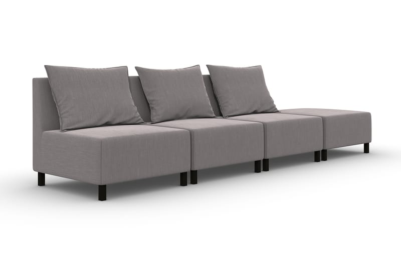 Noelia Modulsofa 3,5-pers med Puf - Hørgrå - Møbler - Sofaer - Modulsofaer - Komplet modulsofa