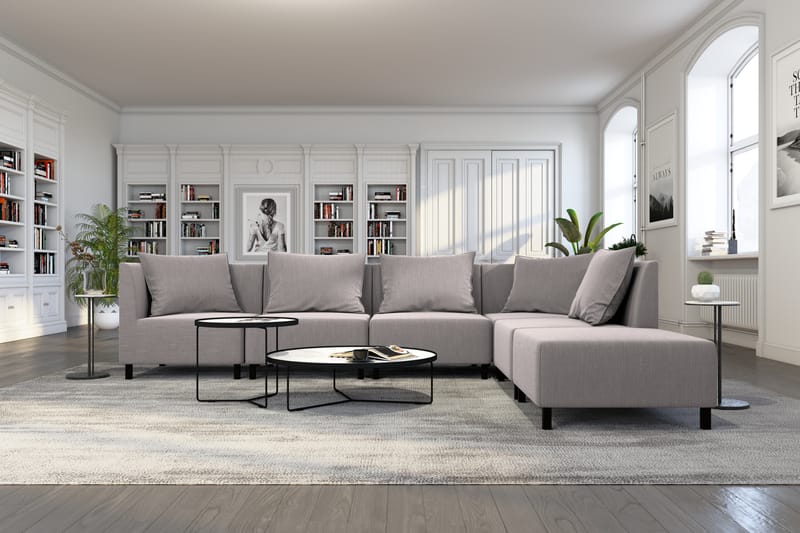 Noelia Modulsofa med Chaiselong Vendbar - Hørgrå - Møbler - Sofaer - Modulsofaer - Komplet modulsofa