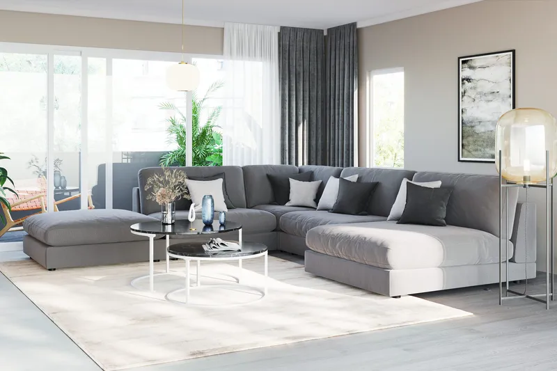 Arken 1-personers Midtermodul i Fløjl 70 cm bred - Lysegrå - Møbler - Sofaer - Modulsofaer - Midtermodul