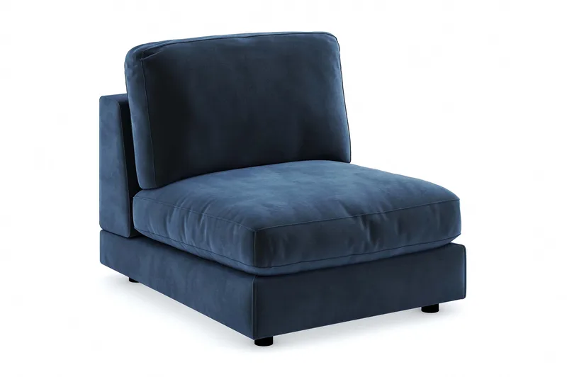 Arken 1-personers Midtermodul i Fløjl 90 cm bred - Blå - Møbler - Sofaer - Modulsofaer - Midtermodul