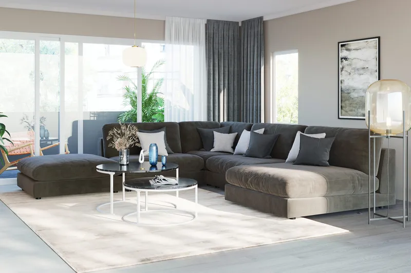 Arken 1-personers Midtermodul i Fløjl 70 cm bred - Mørkegrå - Møbler - Sofaer - Modulsofaer - Midtermodul