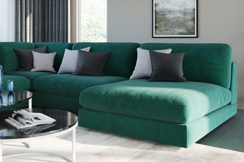 Arken 1-personers Midtermodul i Fløjl 90 cm bred - Grøn - Møbler - Sofaer - Modulsofaer - Midtermodul