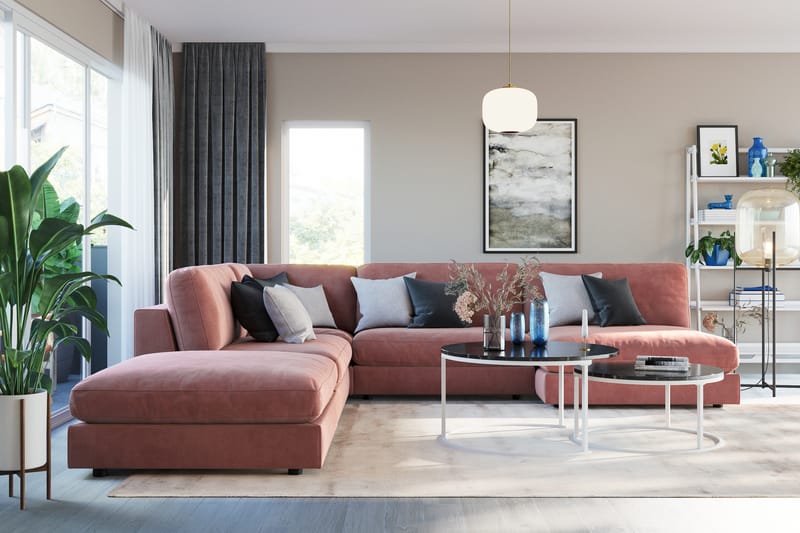 Arken 1-personers Midtermodul i Fløjl 90 cm bred - Rosa - Møbler - Sofaer - Modulsofaer - Midtermodul