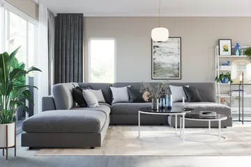Arken 1-personers Midtermodul i Fløjl 70 cm bred - Lysegrå - Møbler - Sofaer - Modulsofaer - Midtermodul