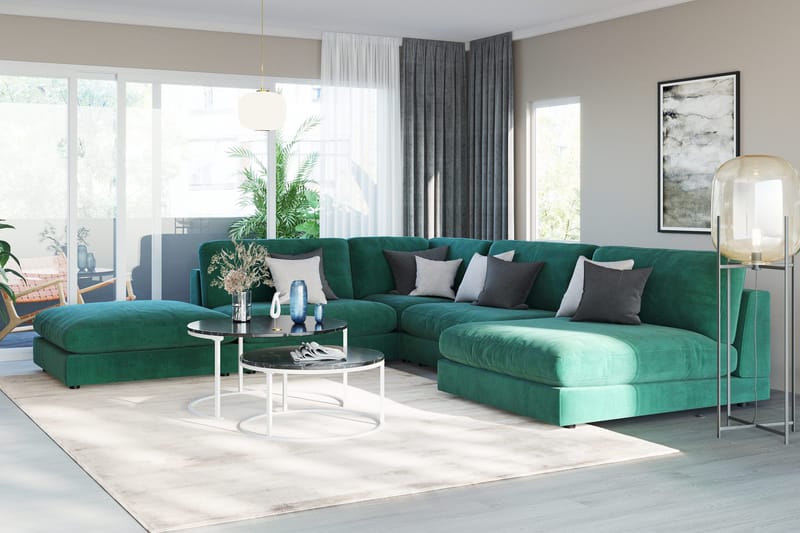 Arken 1-personers Midtermodul i Fløjl 90 cm bred - Grøn - Møbler - Sofaer - Modulsofaer - Midtermodul