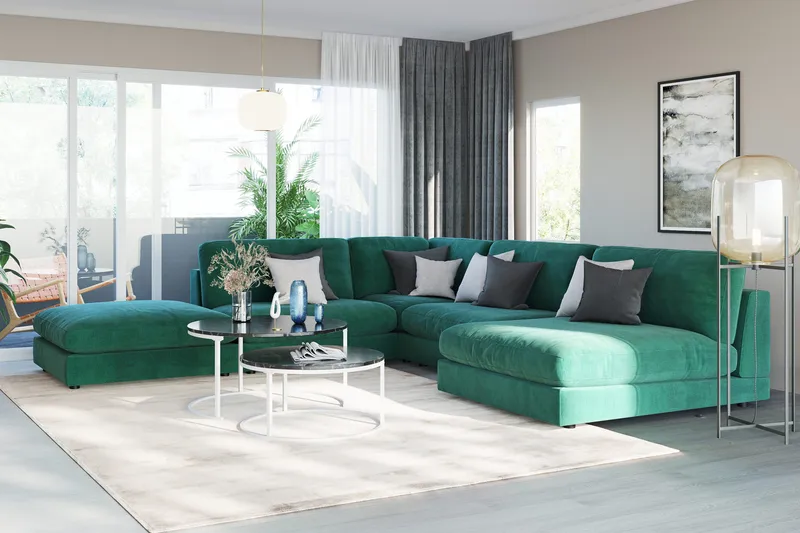 Arken 1-personers Midtermodul i Fløjl 70 cm bred - Grøn - Møbler - Sofaer - Modulsofaer - Midtermodul