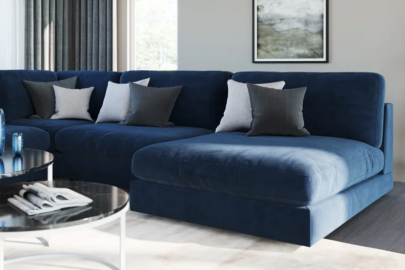 Arken 1-personers Midtermodul i Fløjl 90 cm bred - Blå - Møbler - Sofaer - Modulsofaer - Midtermodul