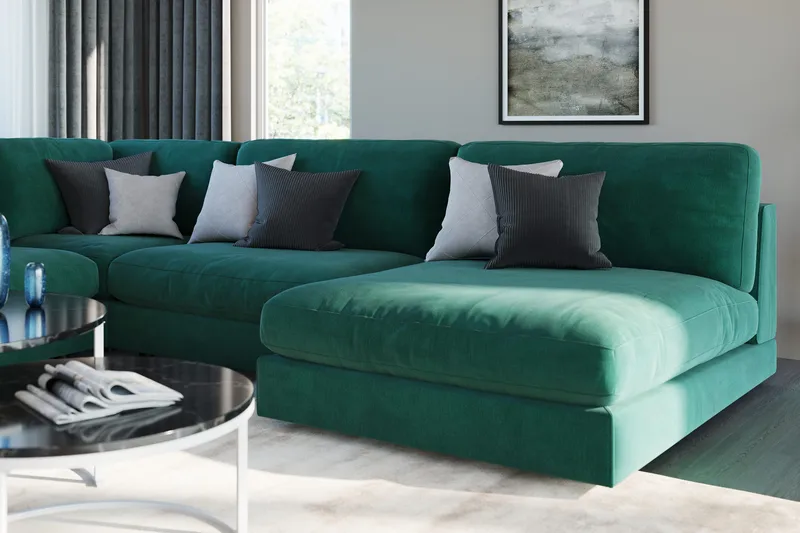 Arken 1-personers Midtermodul i Fløjl 70 cm bred - Grøn - Møbler - Sofaer - Modulsofaer - Midtermodul