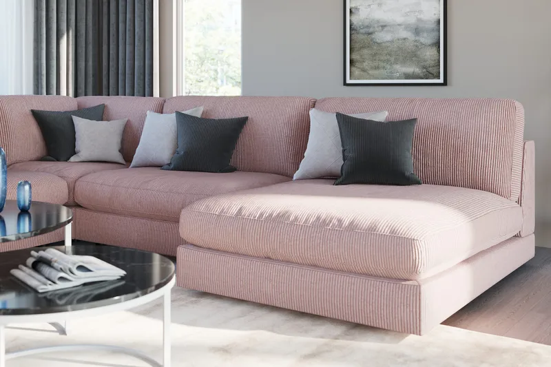 Arken 2-personers Midtermodul i Manchester 120 cm bred - Rosa - Møbler - Sofaer - Modulsofaer - Midtermodul