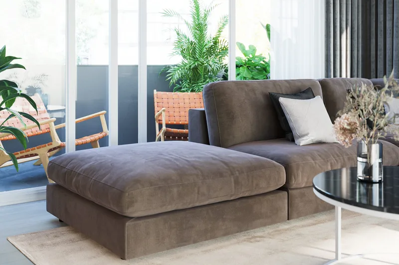 Arken 2-personers Midtermodul i Fløjl 120 cm bred - Brun - Møbler - Sofaer - Modulsofaer - Midtermodul