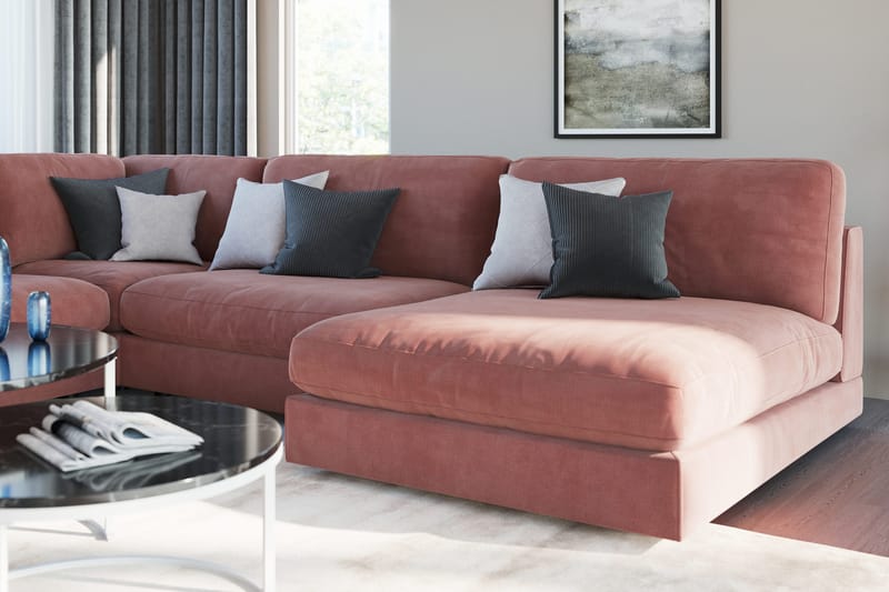 Arken 2-personers Midtermodul i Fløjl 120 cm bred - Rosa - Møbler - Sofaer - Modulsofaer - Midtermodul
