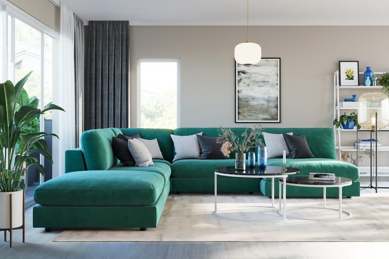 Arken 2-personers Midtermodul i Fløjl 120 cm bred - Grøn - Møbler - Sofaer - Modulsofaer - Midtermodul